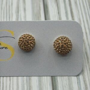 Gold Rhistone Stud Earrings